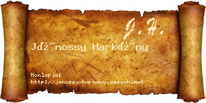 Jánossy Harkány névjegykártya